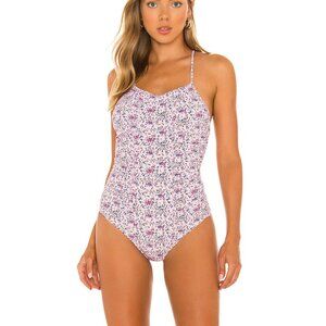 EUC GANNI Nylon One Piece Swimsuit Bodysuit Pink Floral Medium Large